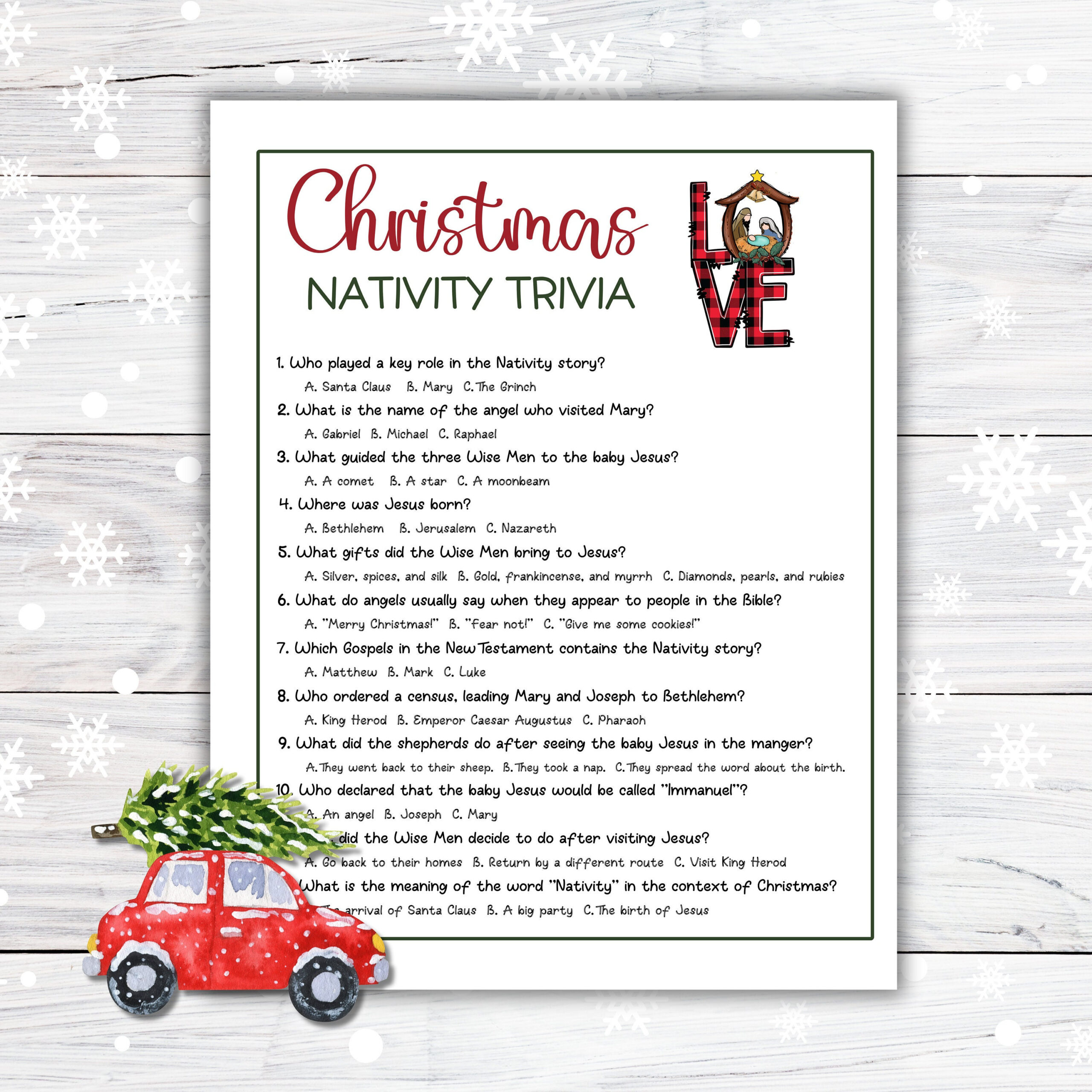 Christian Christmas Trivia Printable Game, Christmas Bible Trivia pertaining to Christian Christmas Trivia Printable