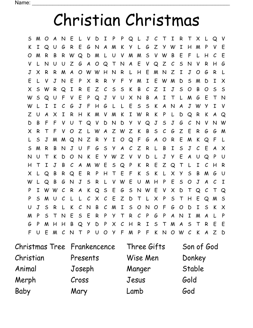 Christian Christmas Word Search - Wordmint within Free Printable Christian Christmas Word Search Puzzles