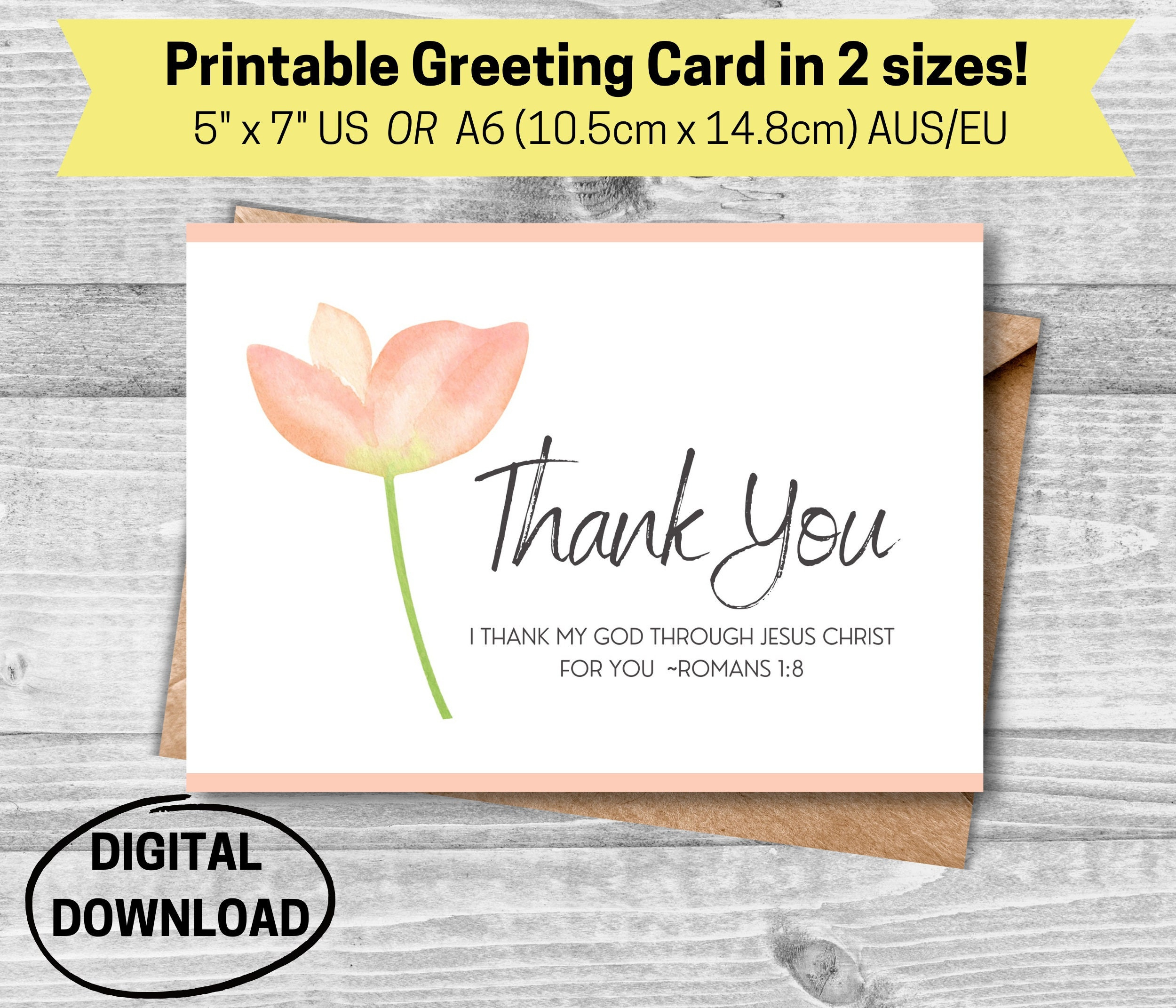 Christian Thank You Card, Religious Thank You Card, Thank You regarding Religious Thank You Cards Printable