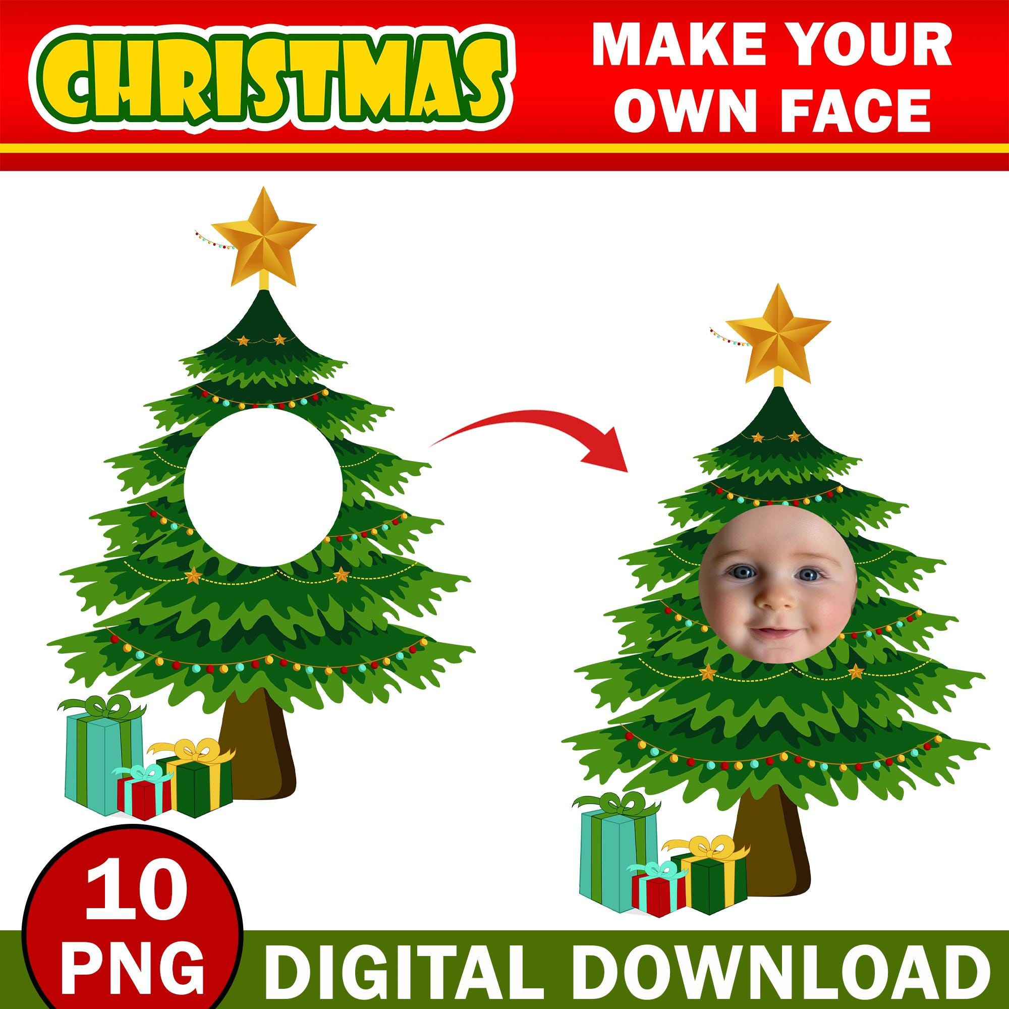 Christmas Add Your Own Photo Face, Diy Christmas Tree Yourself Png with regard to Christmas Tree Face Printable