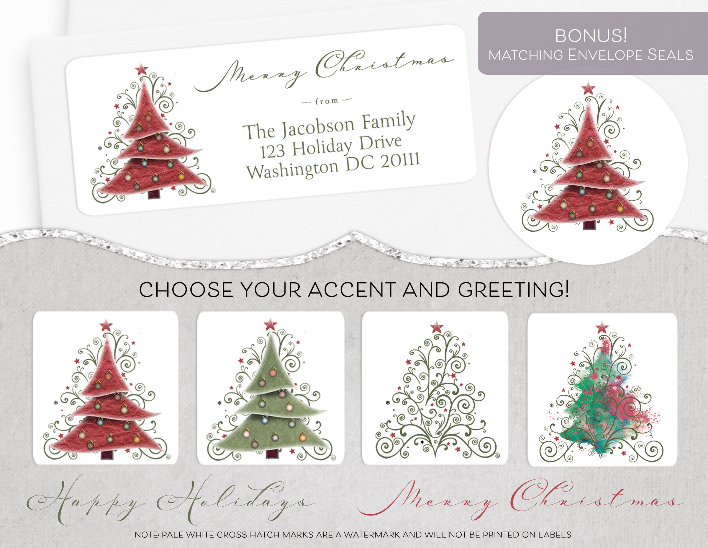 Christmas Address Label, Holiday Address Label, Unique Round in Printable Christmas Card Address Labels