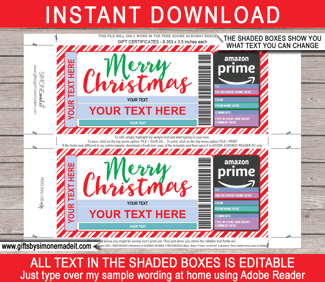 Christmas Amazon Prime Gift Certificate pertaining to Amazon Printable Christmas Gift Vouchers