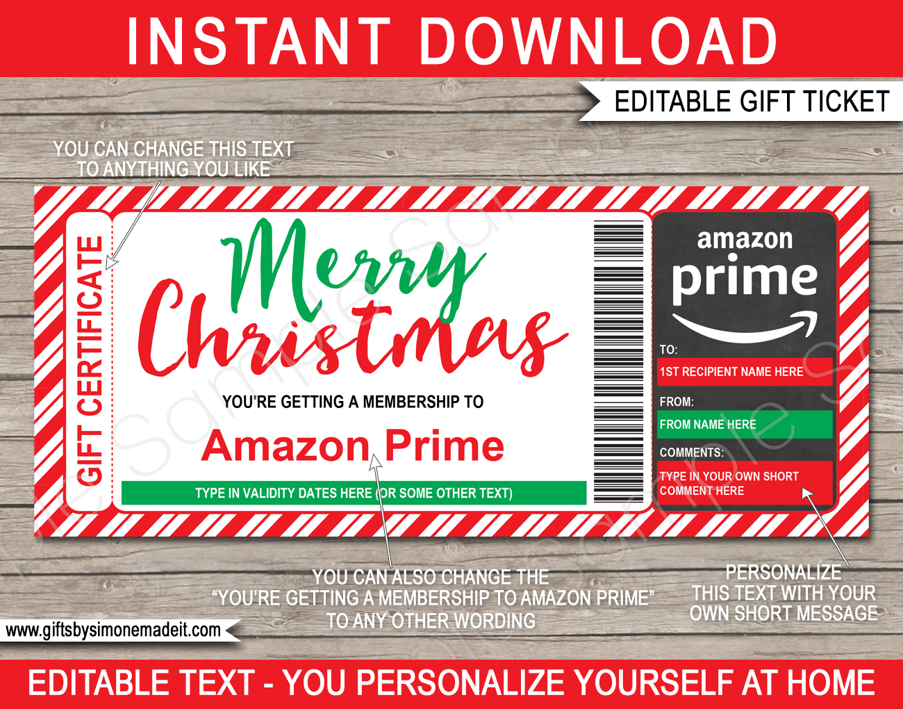 Christmas Amazon Prime Gift Certificate with regard to Amazon Printable Gift Card Christmas Theme