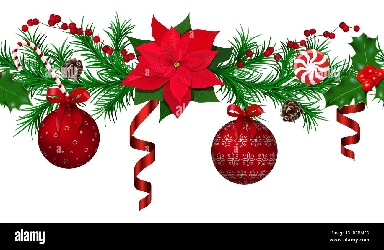 Christmas And New Year Decoration Garland Template With Fir Tree inside Christmas Garland Printable