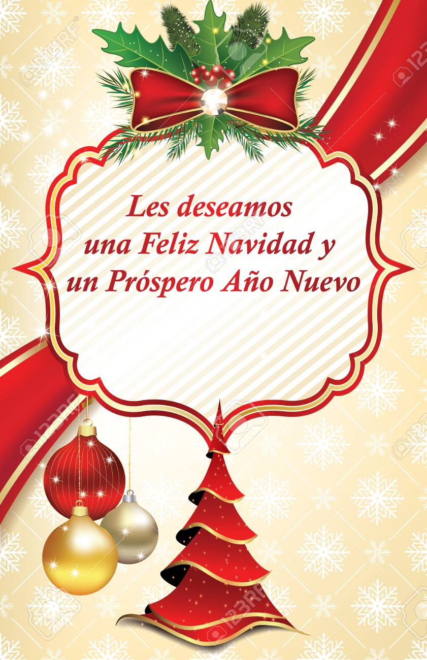 Christmas And New Year Greeting Card In Spanish Language: We Wish for Christmas Card in Spanish Printable