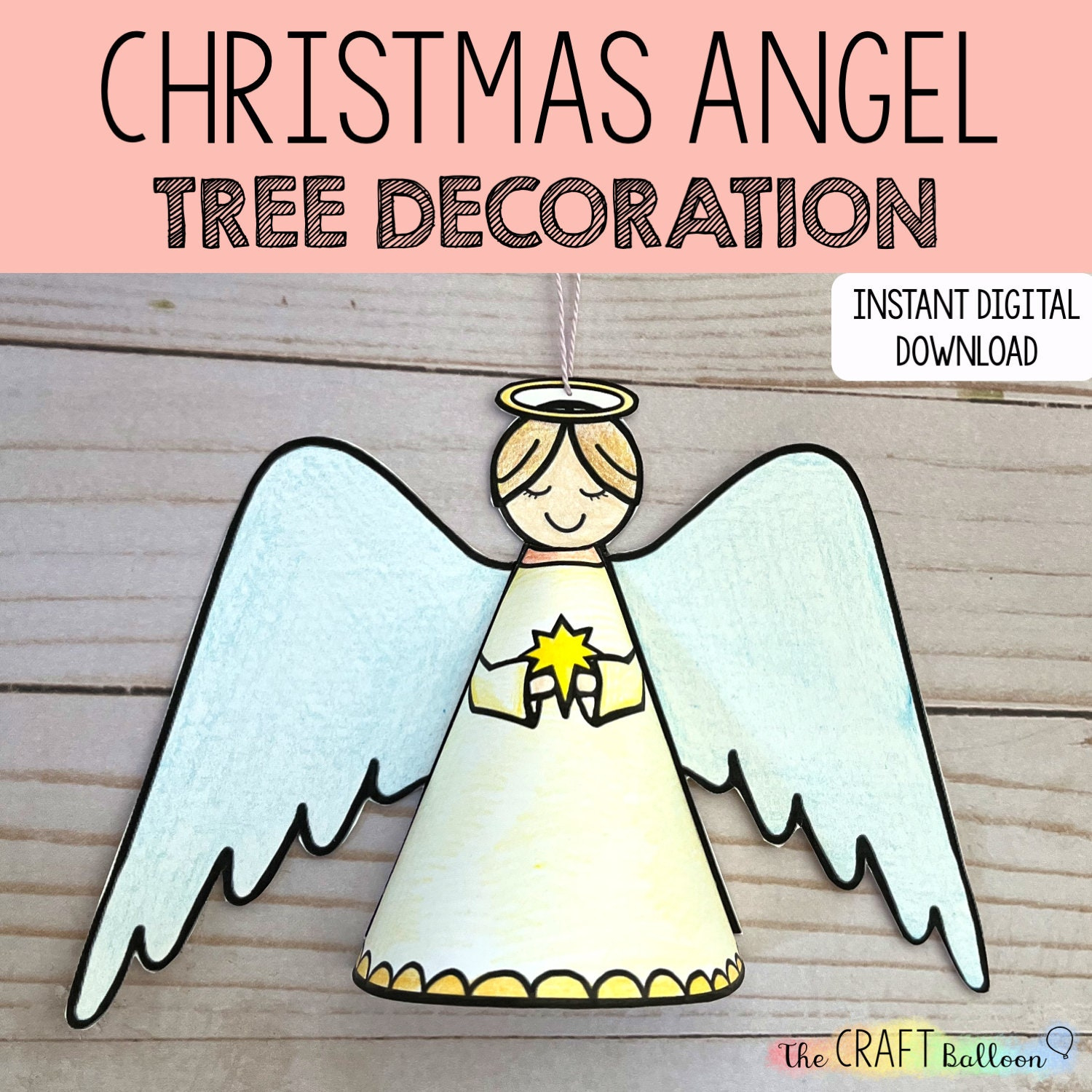 Christmas Angel Tree Decoration (Printable Craft Template) - Etsy Uk with Christmas Angel Craft Printable