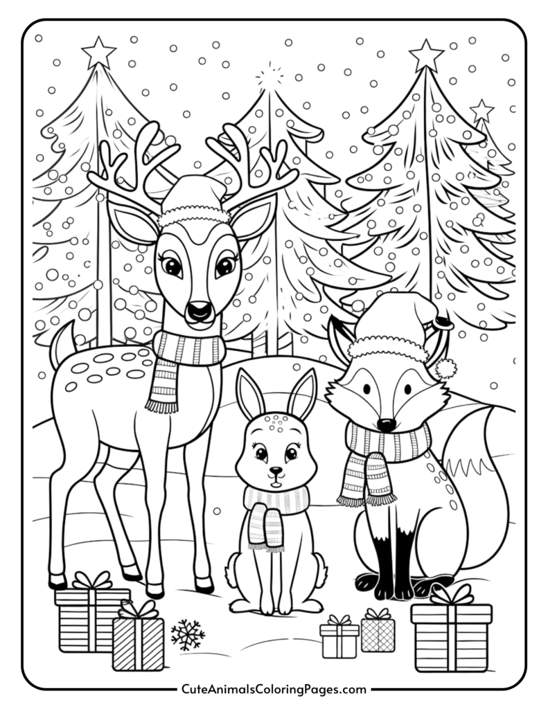 Christmas Animal Coloring Pages (8 Free Pdf Printable Pages pertaining to Christmas Animals Coloring Pages Printable