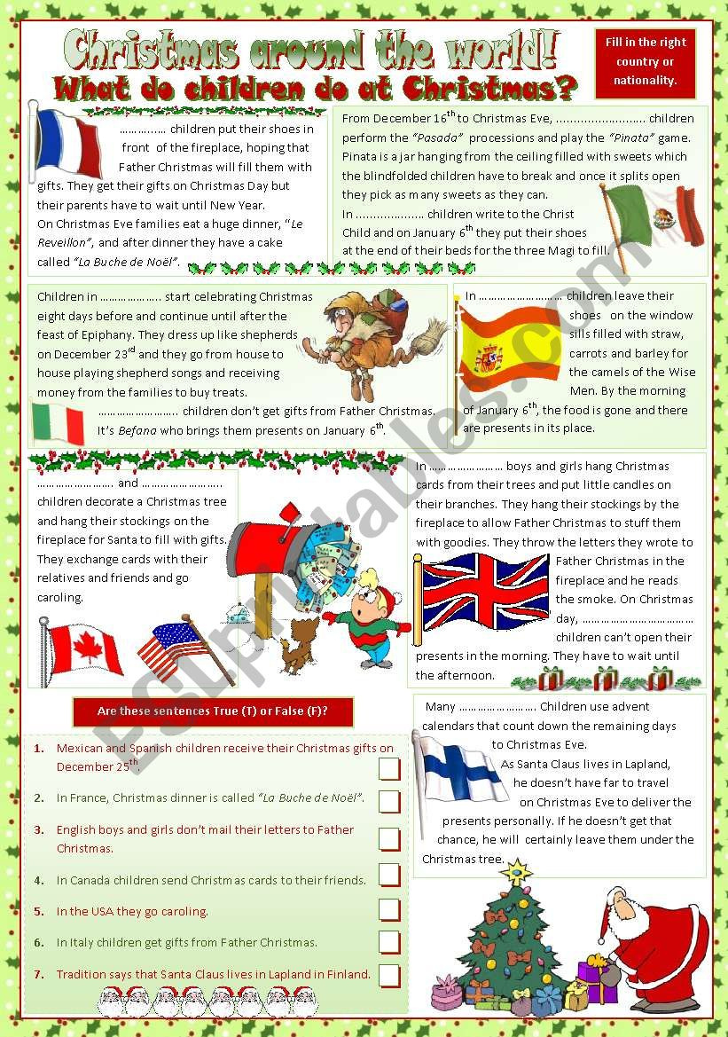 Christmas Around The World - Esl Worksheetmariaolimpia with regard to Christmas In Other Countries Worksheets