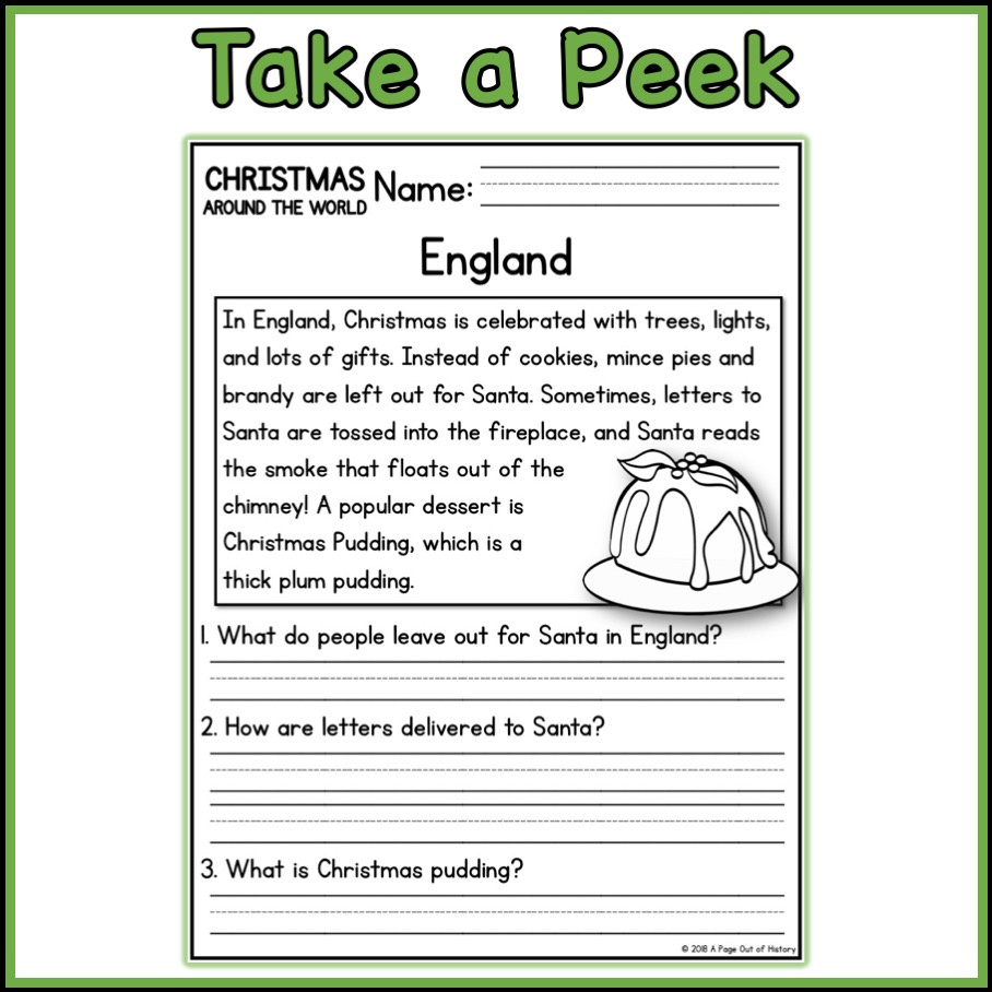 Christmas Around The World Social Studies Reading Comprehension K inside Christmas Social Studies Worksheets