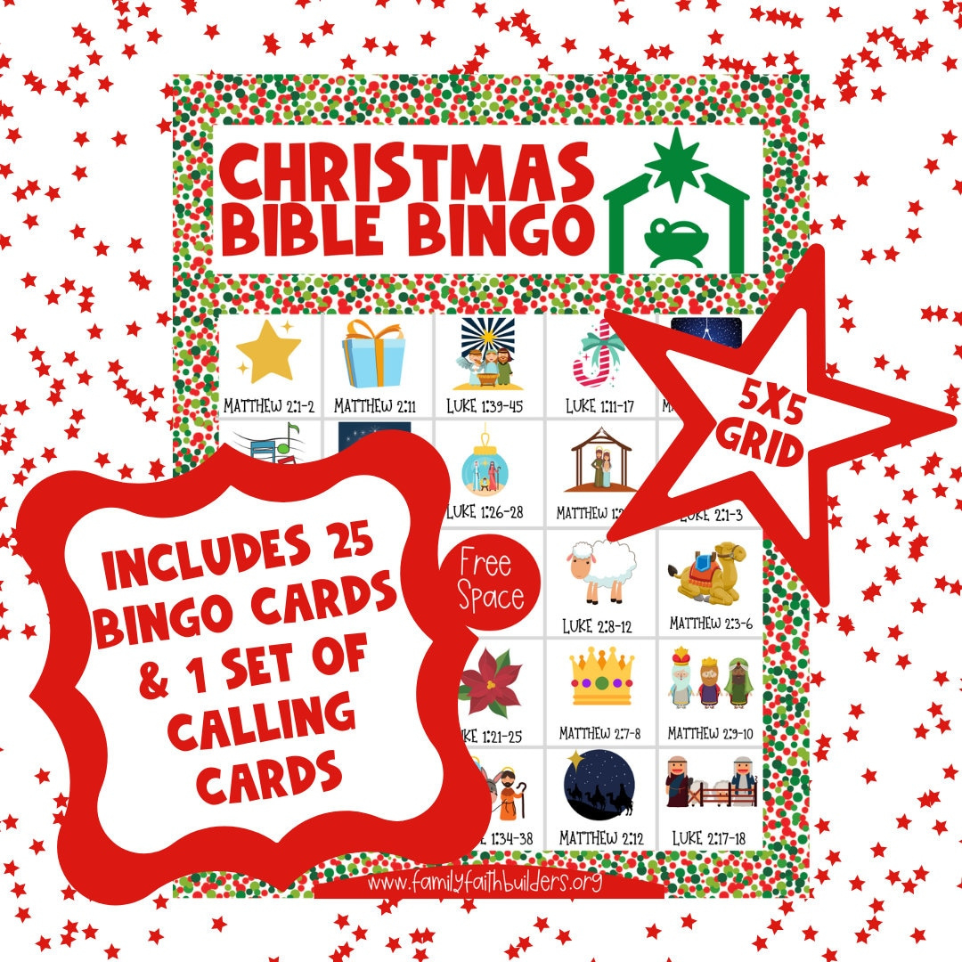 Christmas Bible Bingo - Etsy throughout Christmas Bible Bingo Printable