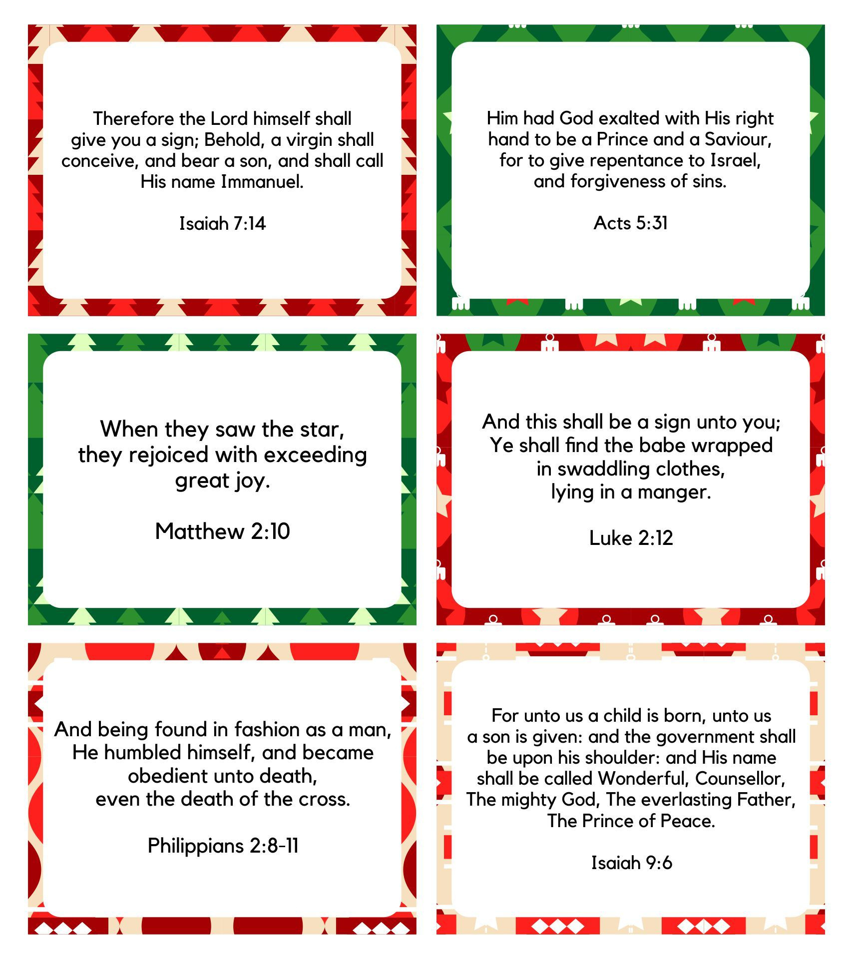 Christmas Bible Verses - 15 Free Pdf Printables | Printablee for Free Printable Christmas Bible Verses