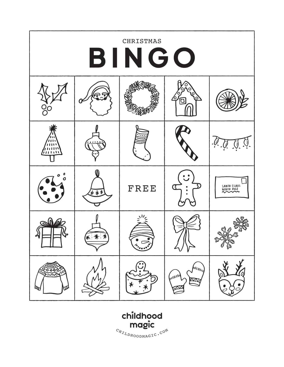 Christmas Bingo - Childhood Magic within Christmas Bingo Printable Black and White