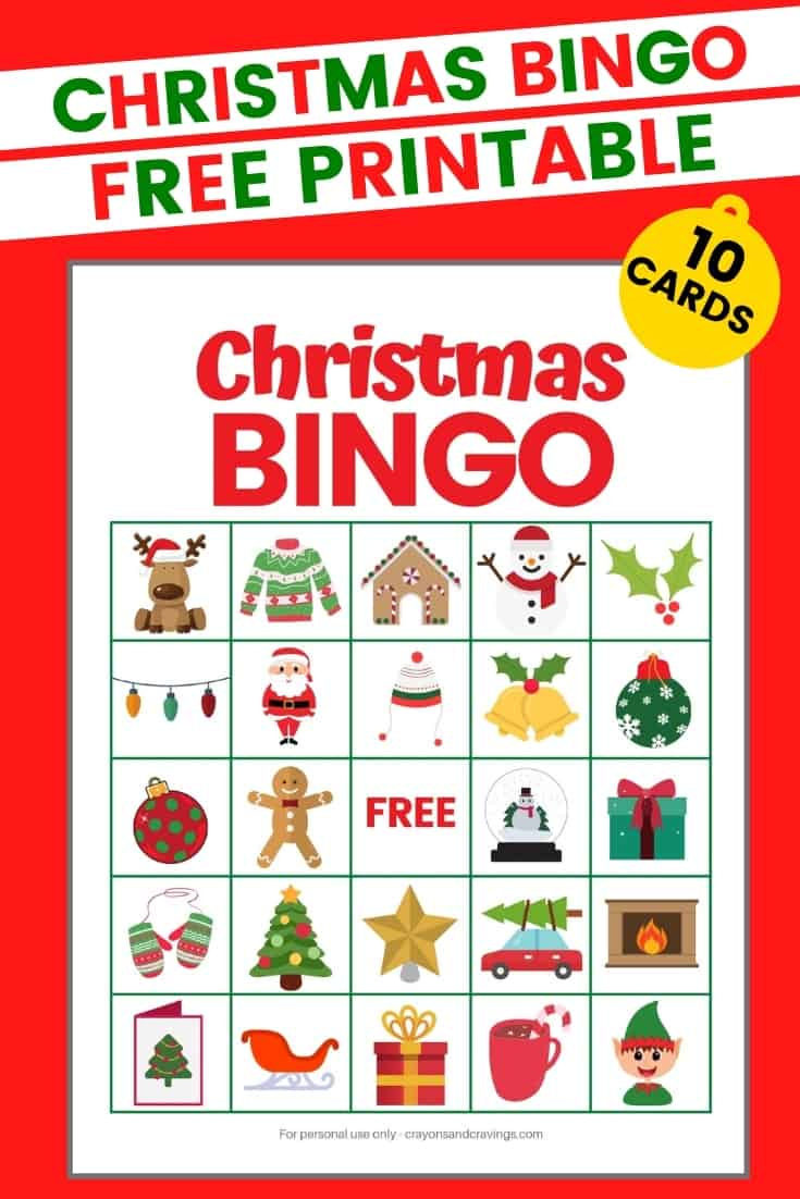 Christmas Bingo - Free Printable Christmas Game With 10 Cards! within Christmas Bingo Game For Adults Printable