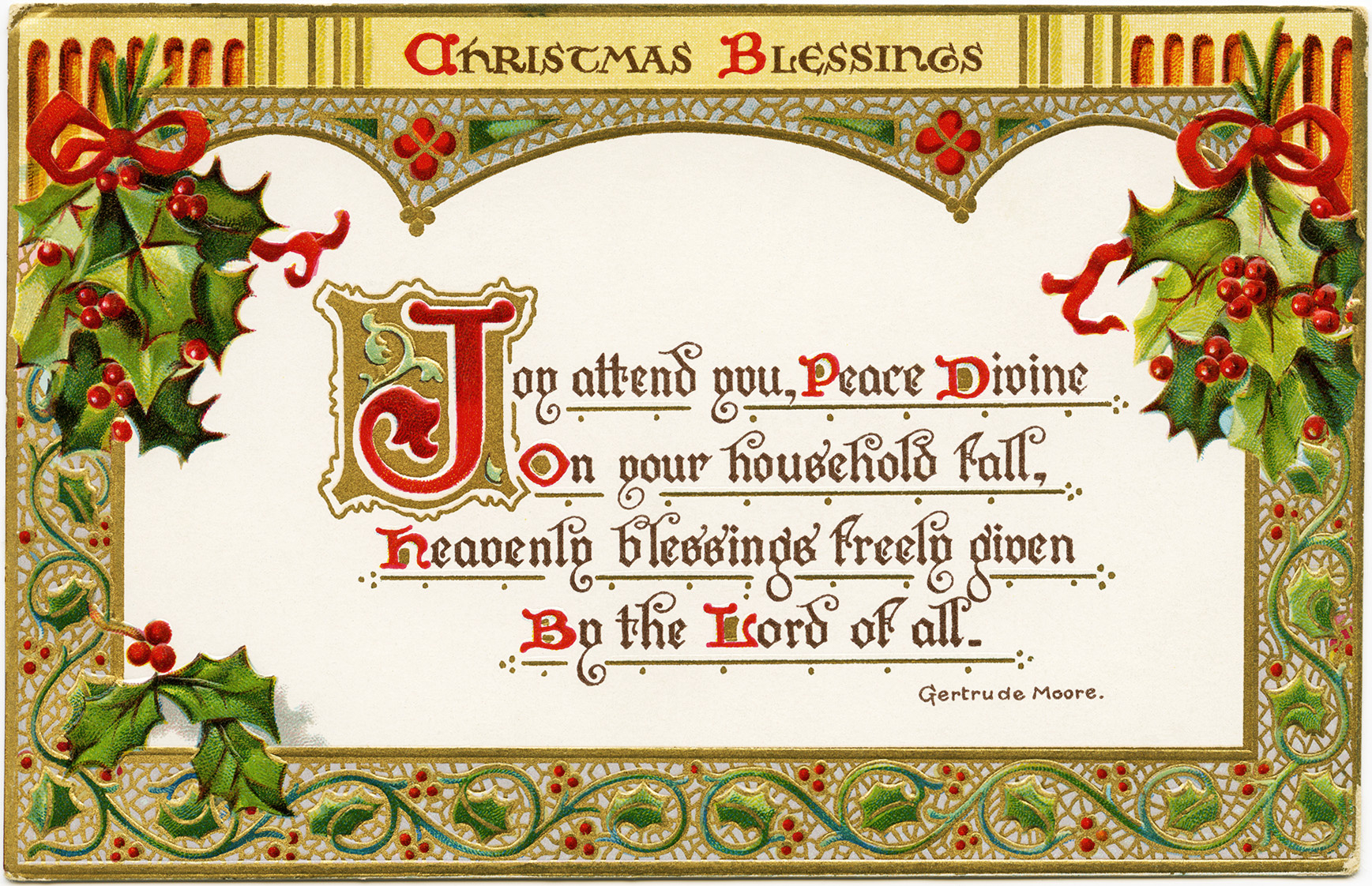 Christmas Blessings ~ Free Vintage Postcard Graphic - The Old regarding Free Printable Religious Christmas Clipart