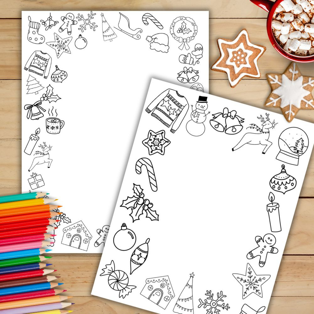 Christmas Border Paper Free Printable - Hand Lettered Printables for Printable Christmas Stationery Borders