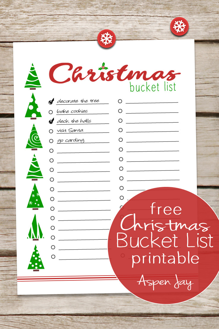 Christmas Bucket List Printable - Aspen Jay for Christmas Bucket List Printable Free
