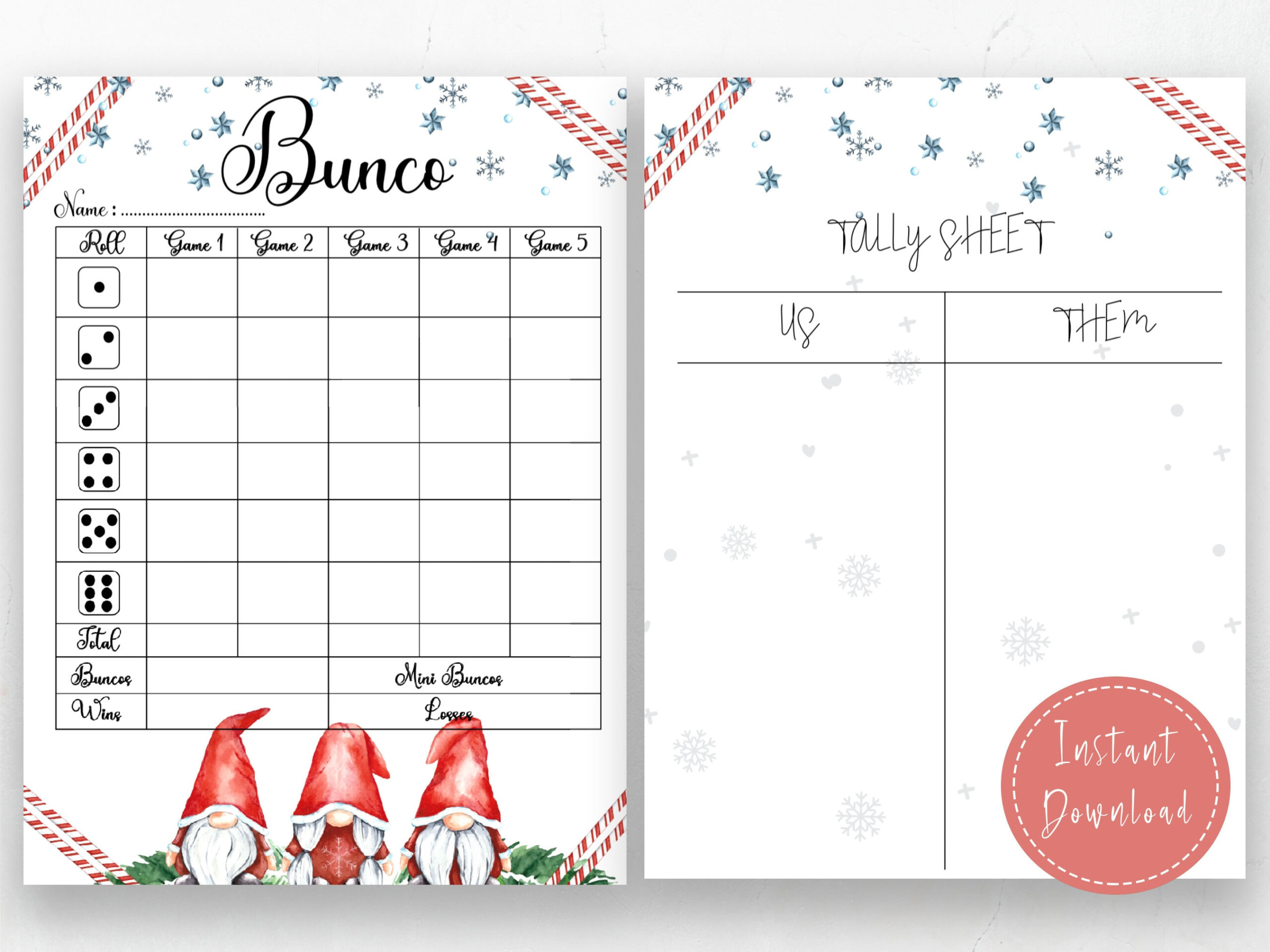 Christmas Bunco Score Card: Partyspiel Zum Ausdrucken (Pdf in Free Printable Christmas Bunco Score Card