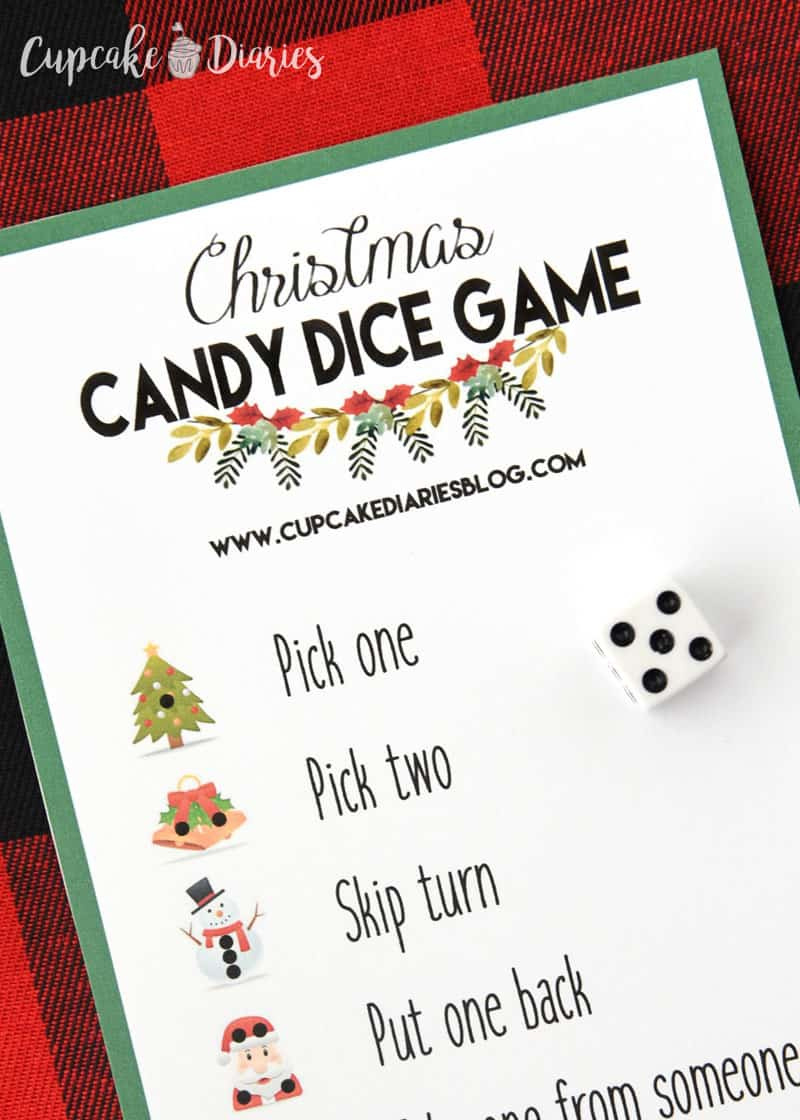 Christmas Candy Dice Game - Printable Game For Kids - Cupcake Diaries in Christmas Candy Dice Game Printable