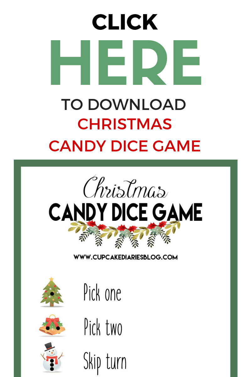 Christmas Candy Dice Game - Printable Game For Kids - Cupcake Diaries intended for Christmas Candy Dice Game Printable Free