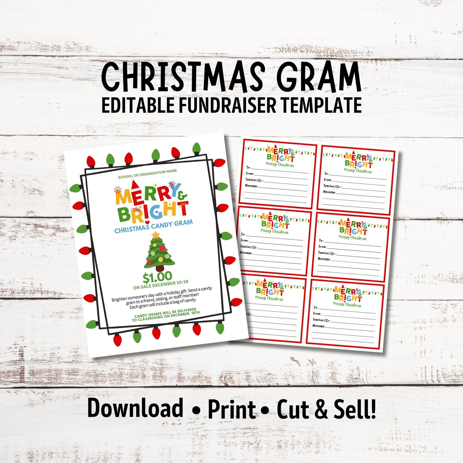 Christmas Candy Gram School Fundraiser Template | Editable Holiday inside Free Printable Christmas Candy Gram Template