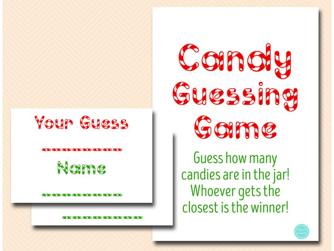 Christmas Candy Guessing Game Printable, Guess How Many Candies In in Christmas Candy Guessing Game Template
