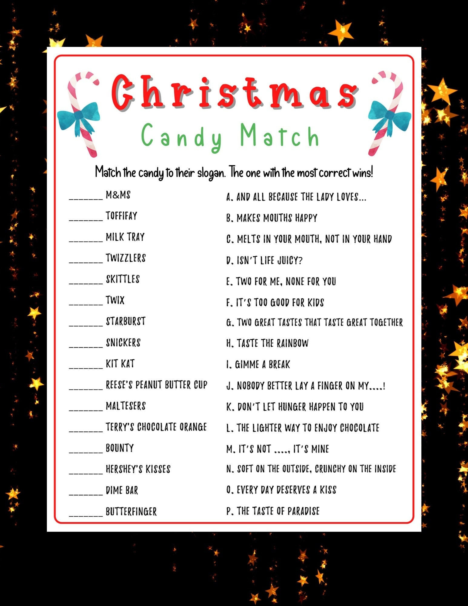 Christmas Candy Match Game: Holiday Printable (Pdf) - Etsy Canada inside Christmas Candy Match Game Free Printable