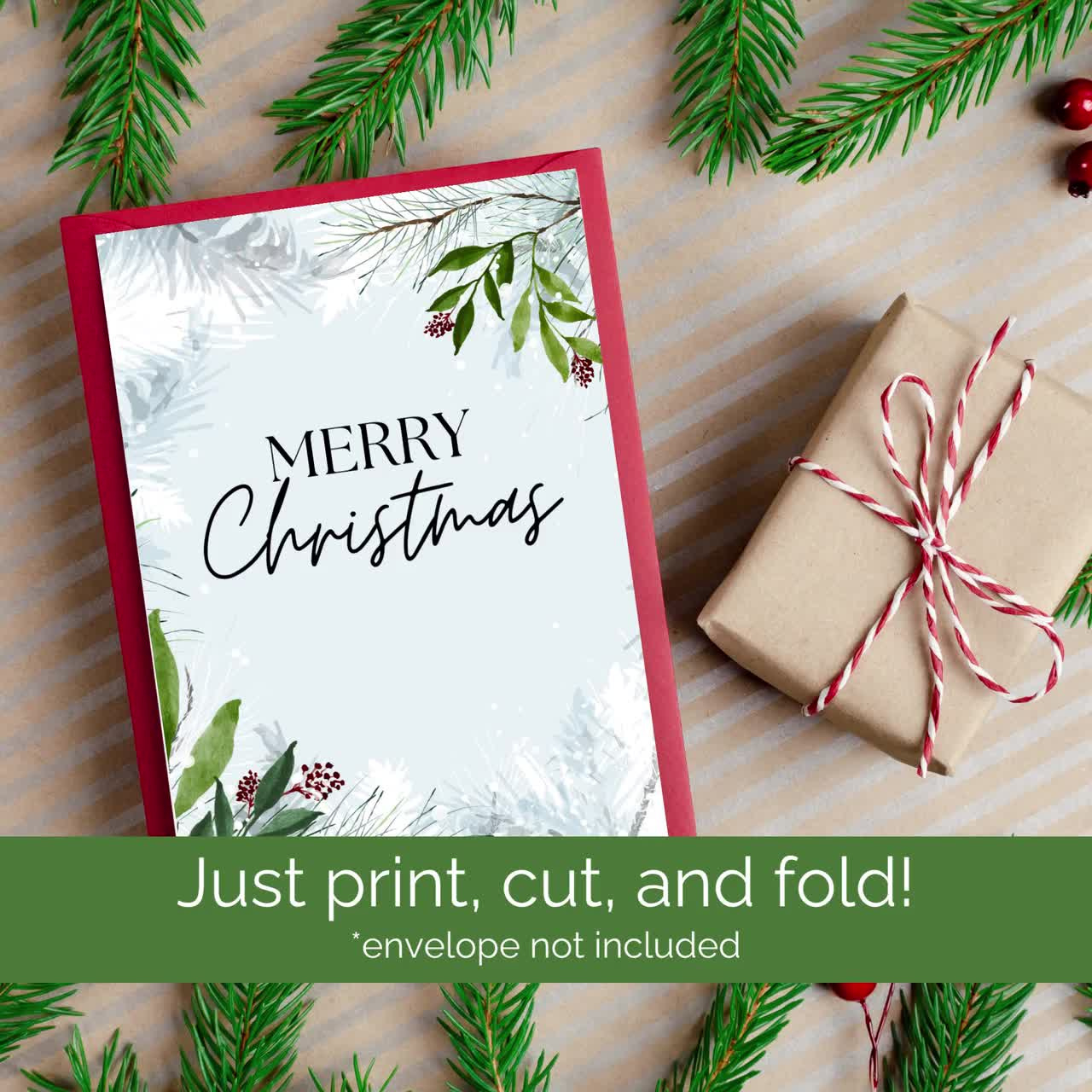 Christmas Card Digital Download, Holiday Card, Printable Christmas Card,  Merry Christmas, 5X7 Card in Printable Christmas Card Etsy