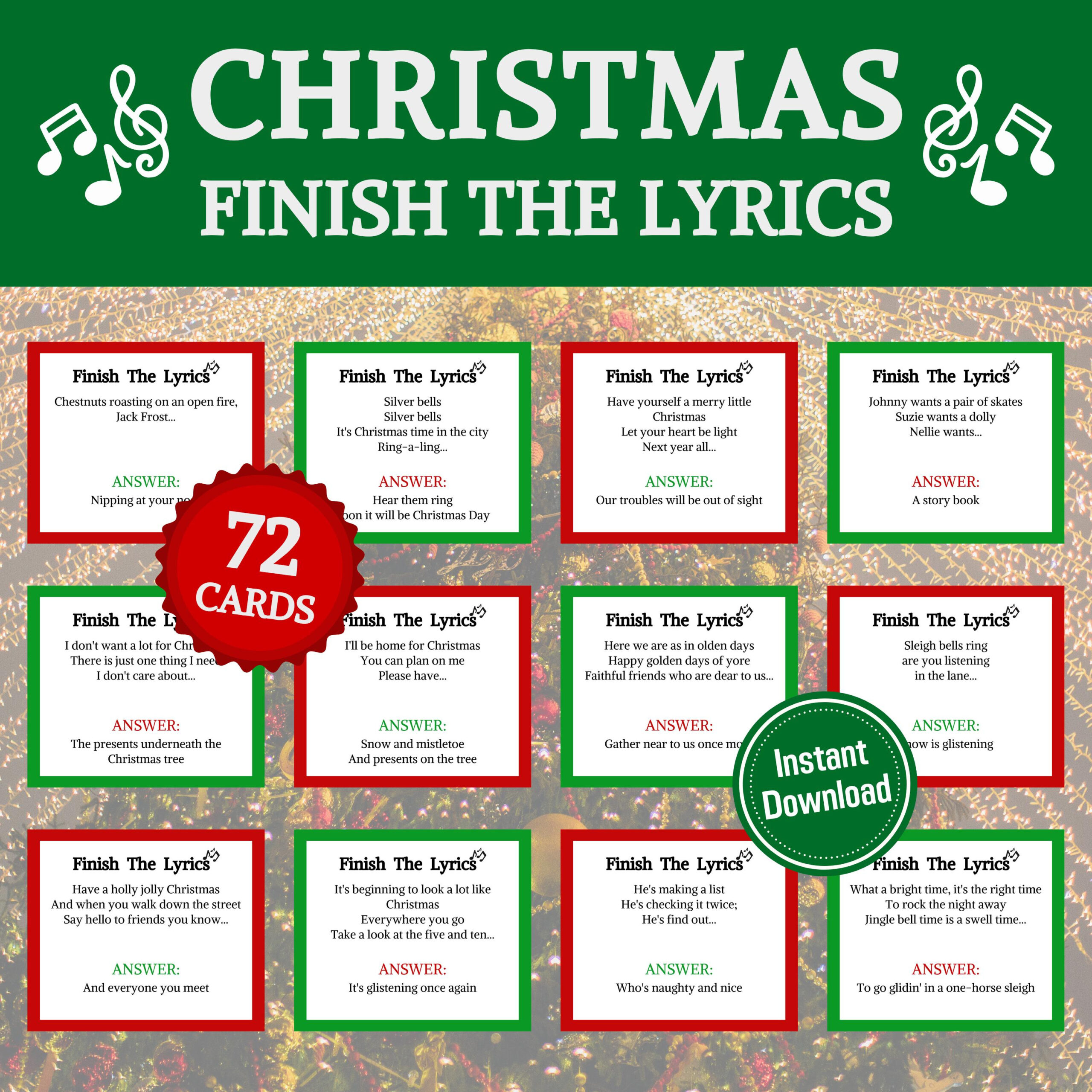 Christmas Carol Chaos Game - Etsy throughout Christmas Carol Chaos Printable