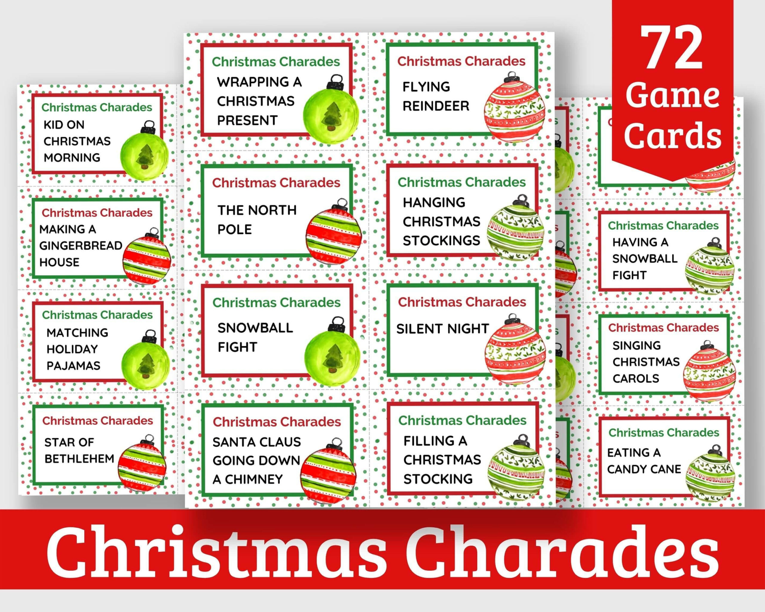 Christmas Charades Printable Cards For Kids And Adults - 72 Pre intended for Christmas Charades For Kids Printable