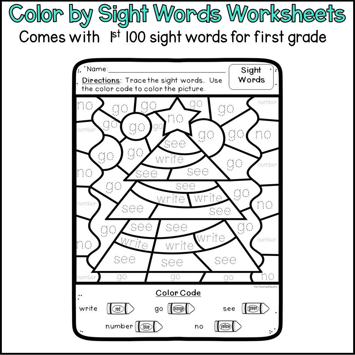 Christmas Colorsight Words For First Grade - Christmas throughout Christmas Color By Word Worksheets