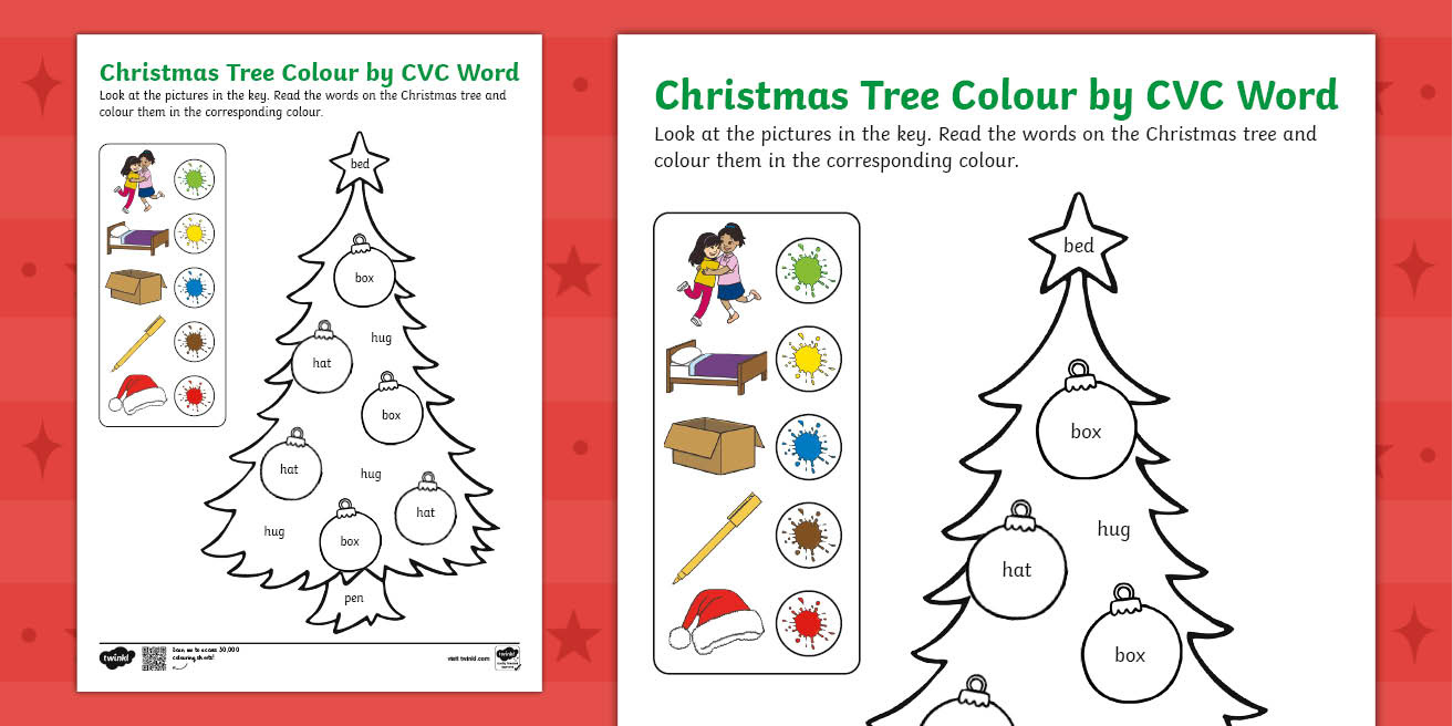 Christmas Colourcvc Word Activity inside Christmas Cvc Words Worksheet