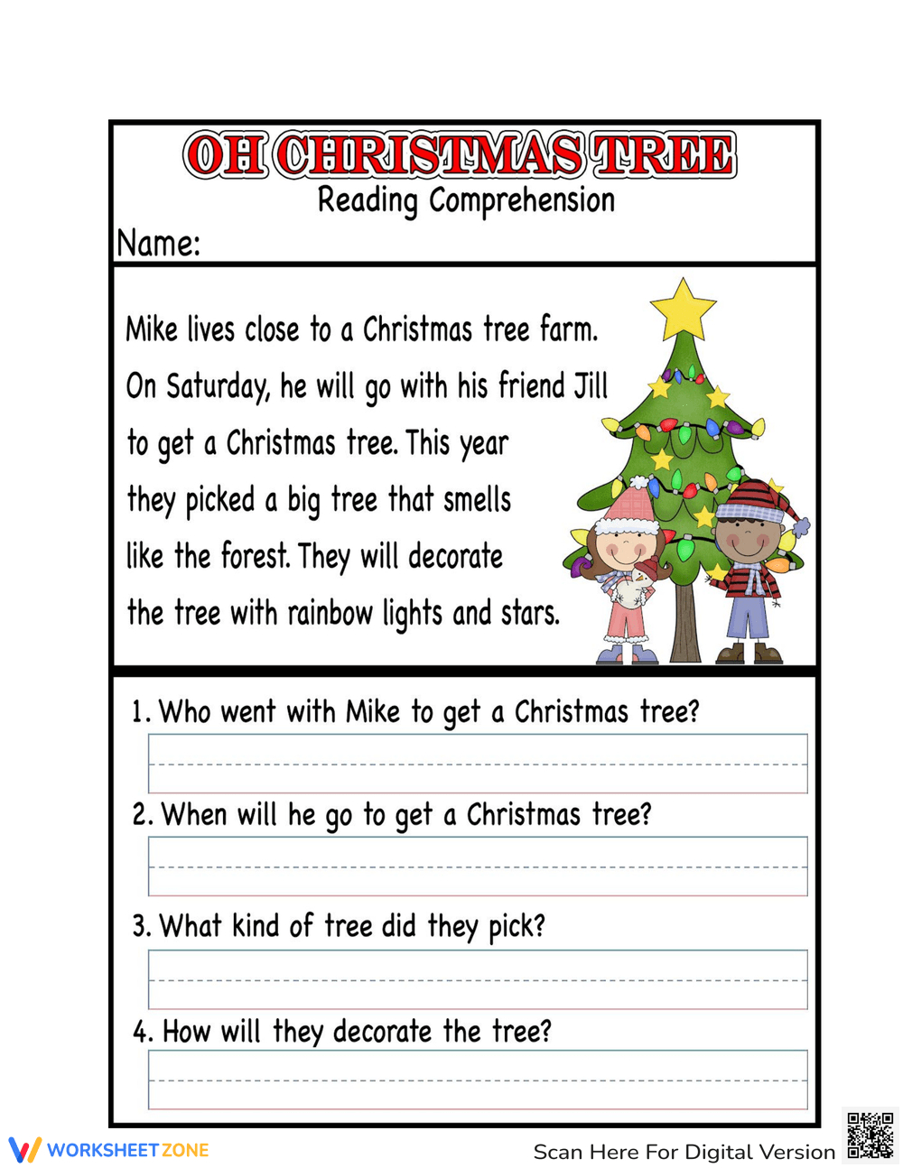Christmas Comprehension Worksheets Fill In The Blanks Worksheets regarding Christmas Reading Comprehension Printable