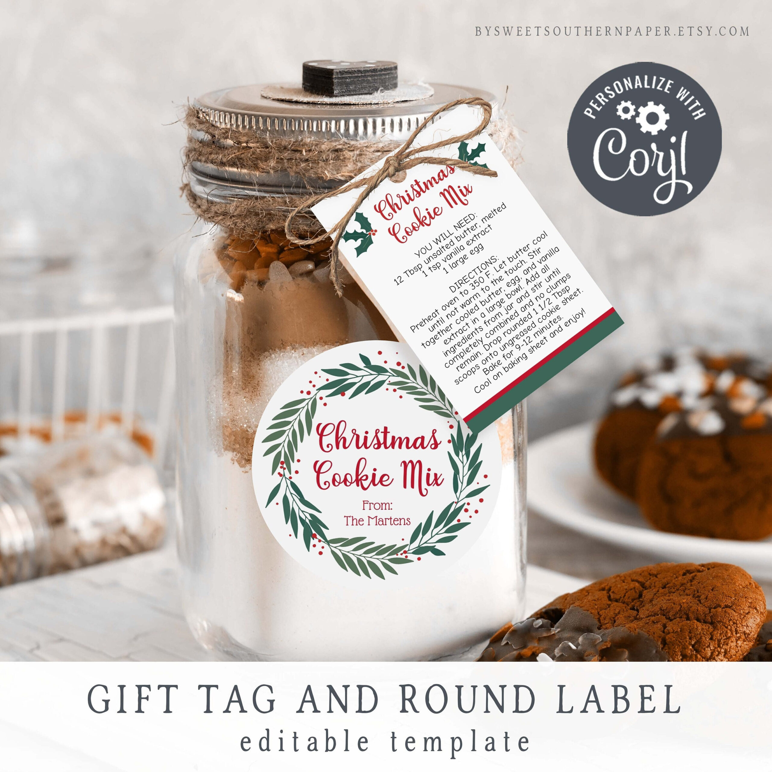 Christmas Cookie In A Jar Instructions Tag And Sticker | Editable with regard to Christmas Cookie In A Jar Printable Labels