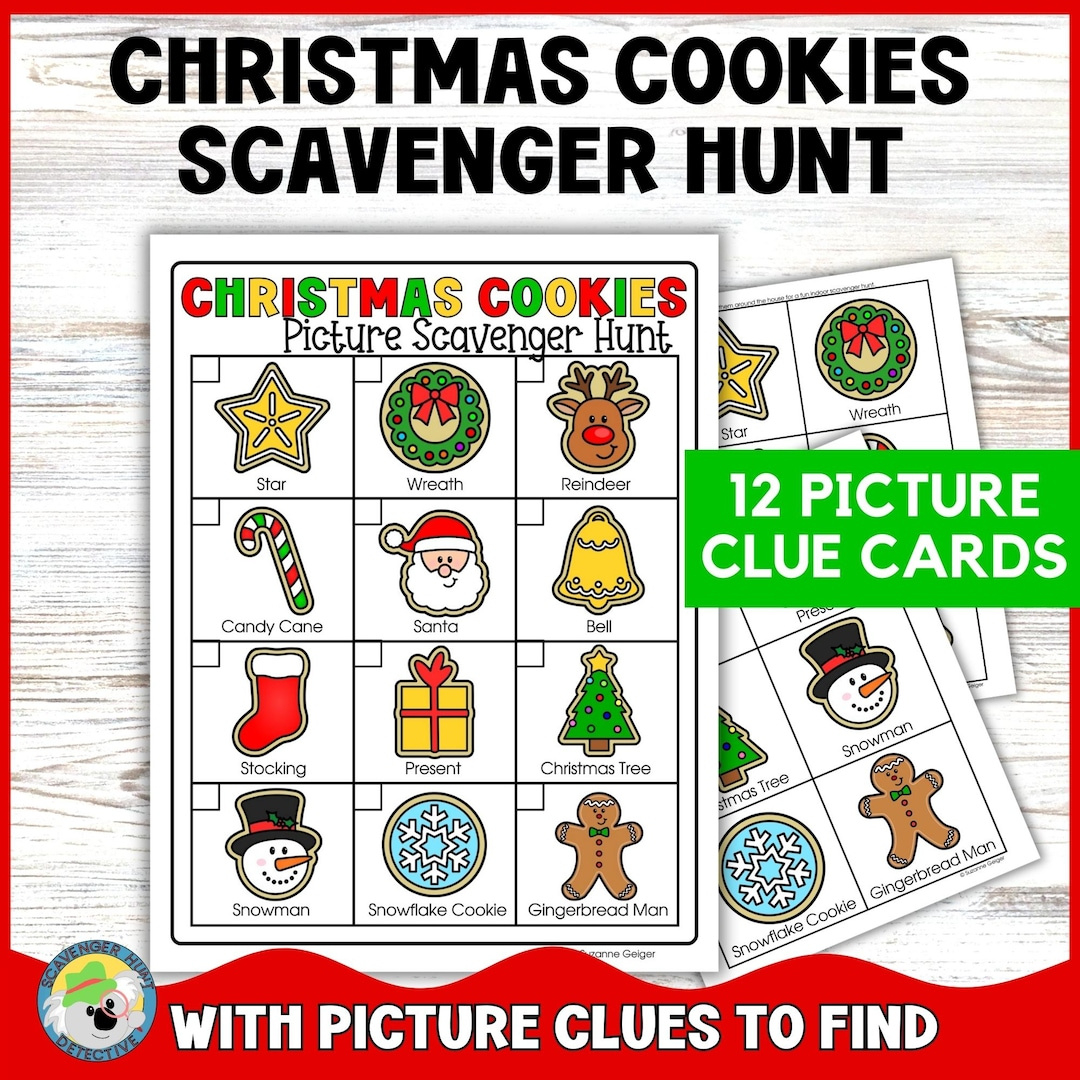 Christmas Cookie Scavenger Hunt For Preschoolers With Picture intended for Santa Cookie Scavenger Hunt Printable