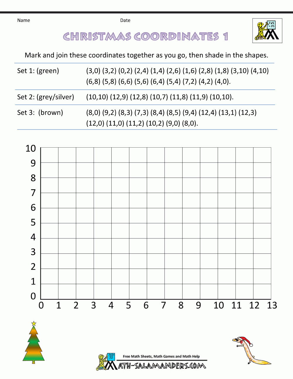 Christmas Coordinates Lessons, Worksheets And Activities regarding Free Printable Christmas Coordinates Worksheets