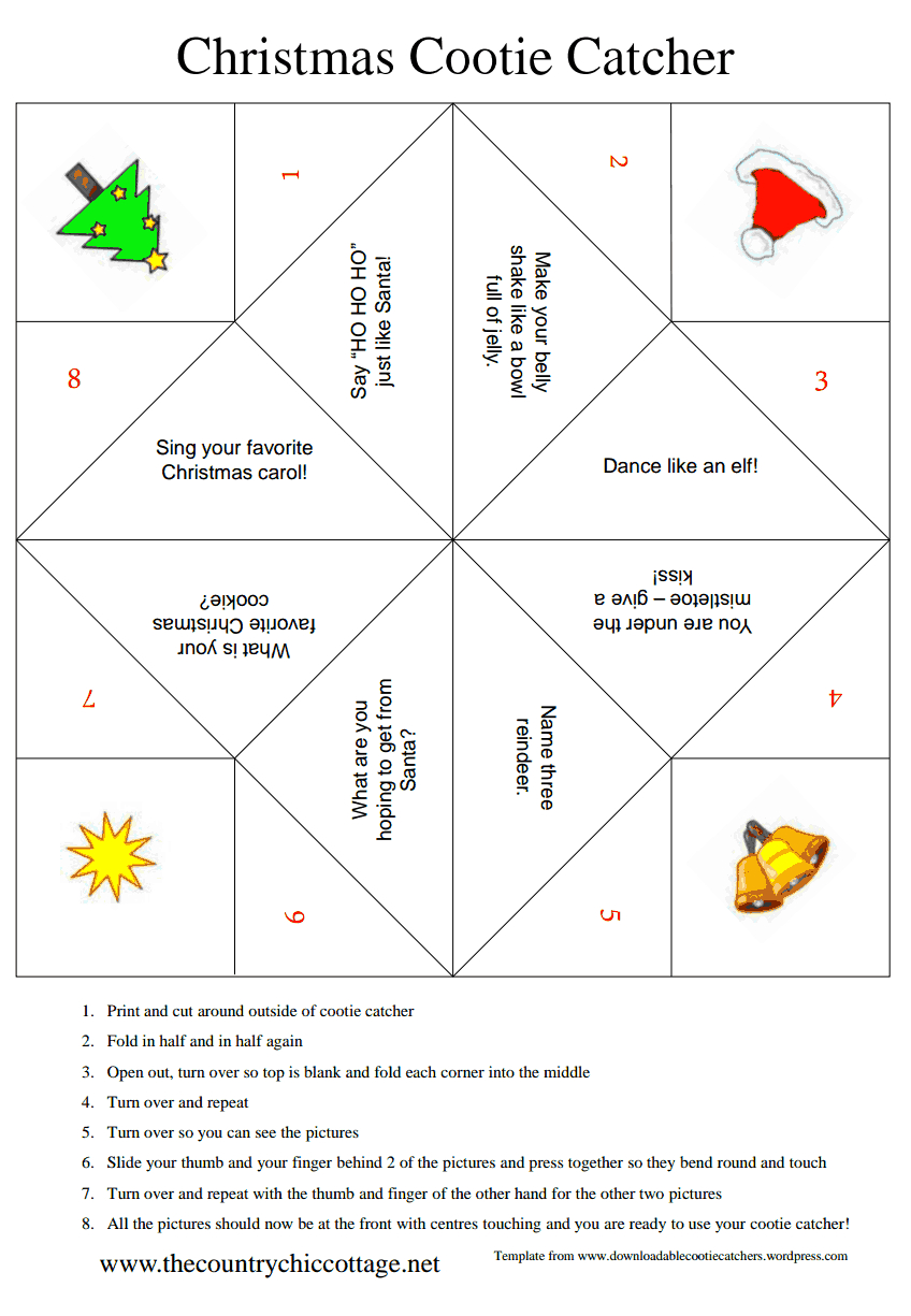 Christmas Cootie Catcher For Kids pertaining to Christmas Cootie Catcher Printable