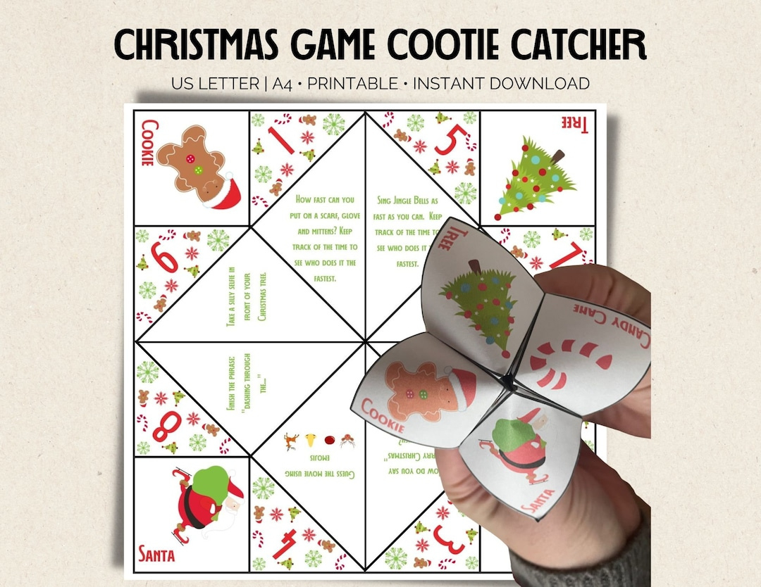 Christmas Cootie Catcher Game: Holiday Fortune Teller (Printable with Christmas Cootie Catcher Printable