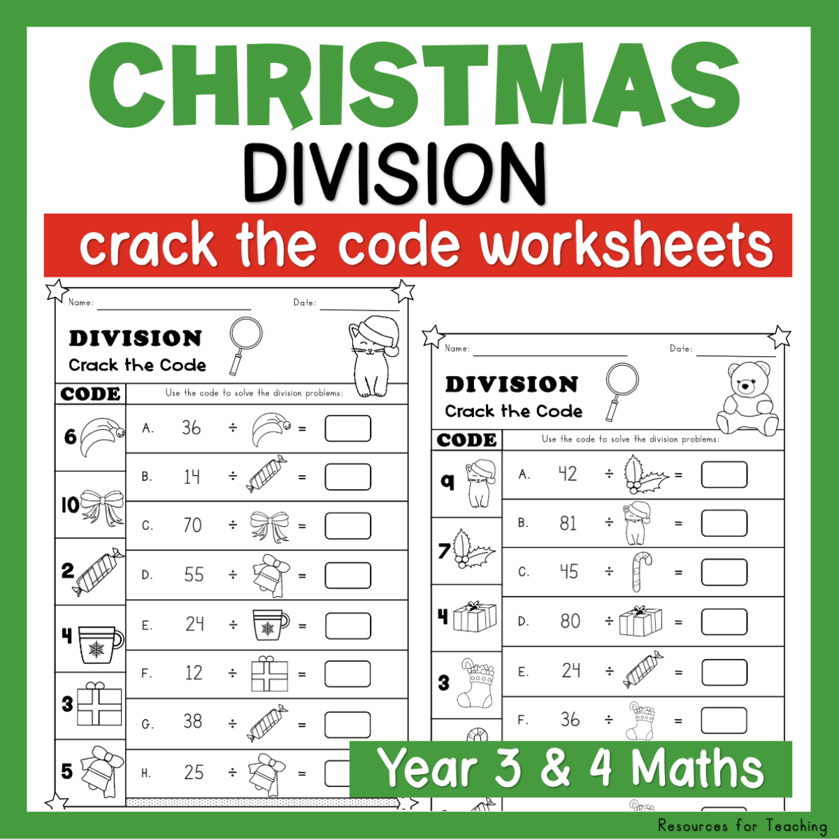 Christmas Crack The Code: Division Worksheets | Resources For for Free Christmas Division Worksheets