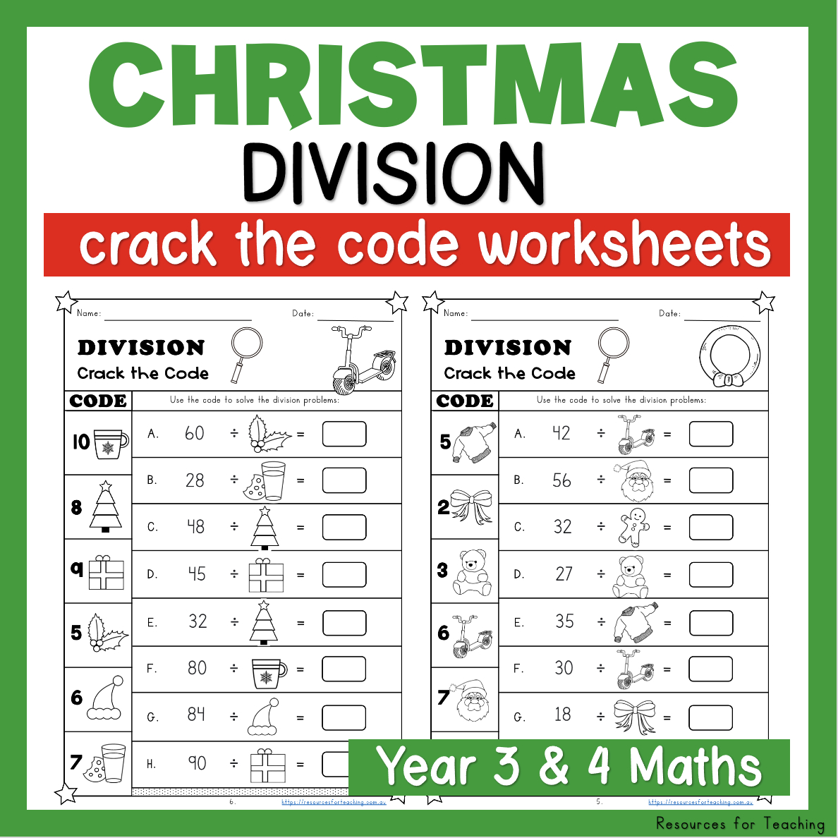 Christmas Crack The Code: Division Worksheets | Resources For within Christmas Division Worksheets 4Th Grade