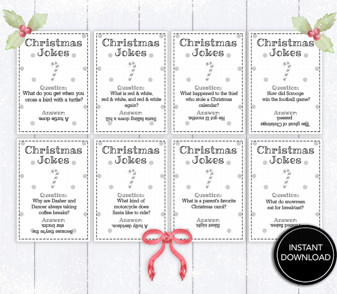 Christmas Cracker Jokes Printable - "Christmas Riddles" Party in Christmas Cracker Riddles Printable