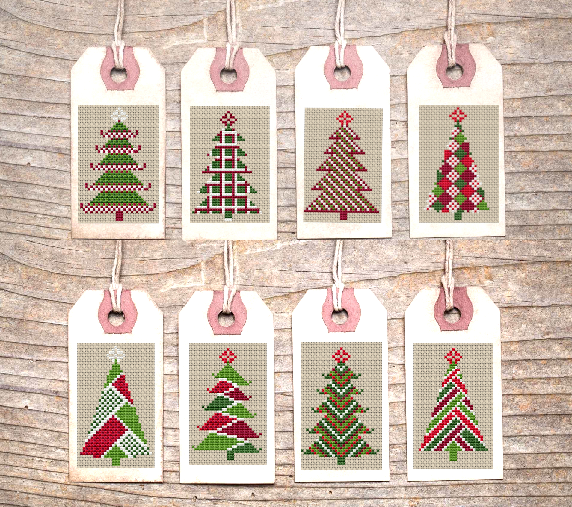 Christmas Cross Stitch Pattern Gift Tags Thank You Tags Instant with Printable Free Christmas Tree Cross Stitch Patterns
