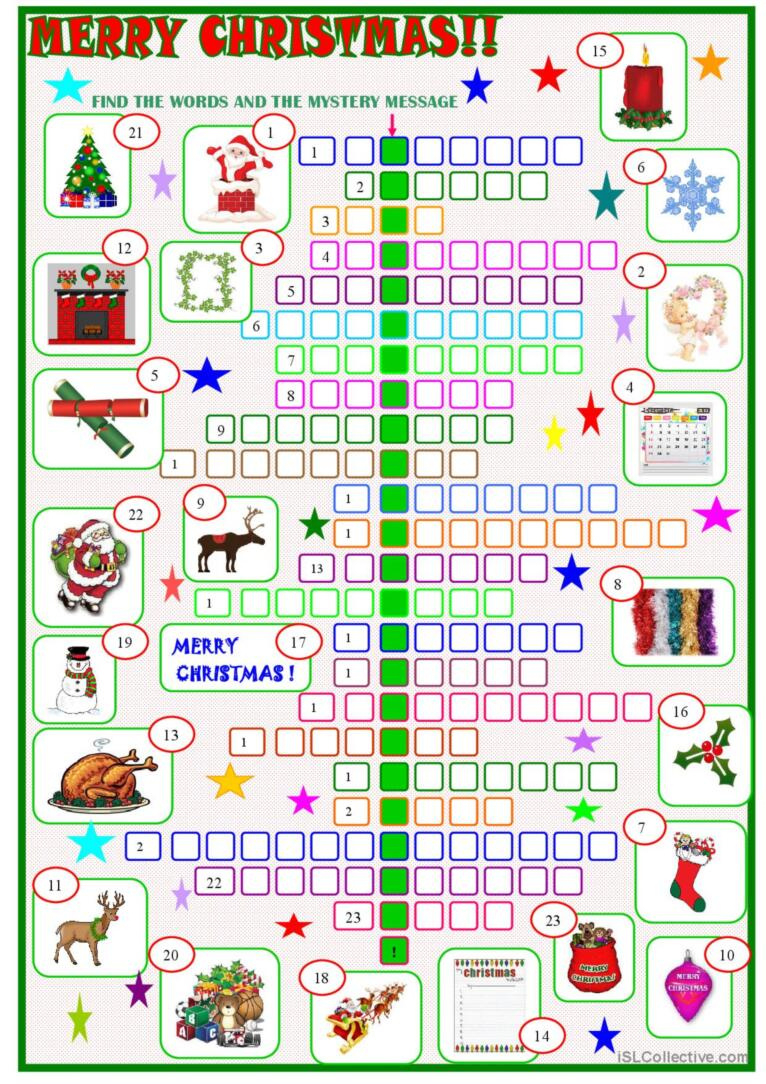 Christmas : Crossword Puzzle With A…: English Esl Worksheets Pdf & Doc with Christmas Worksheets Crossword Puzzles