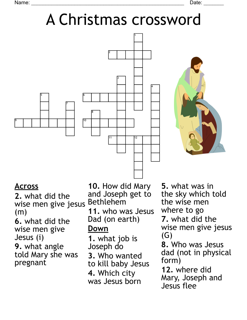 Christmas Crossword Puzzle - Wordmint within Christian Christmas Crossword Printable