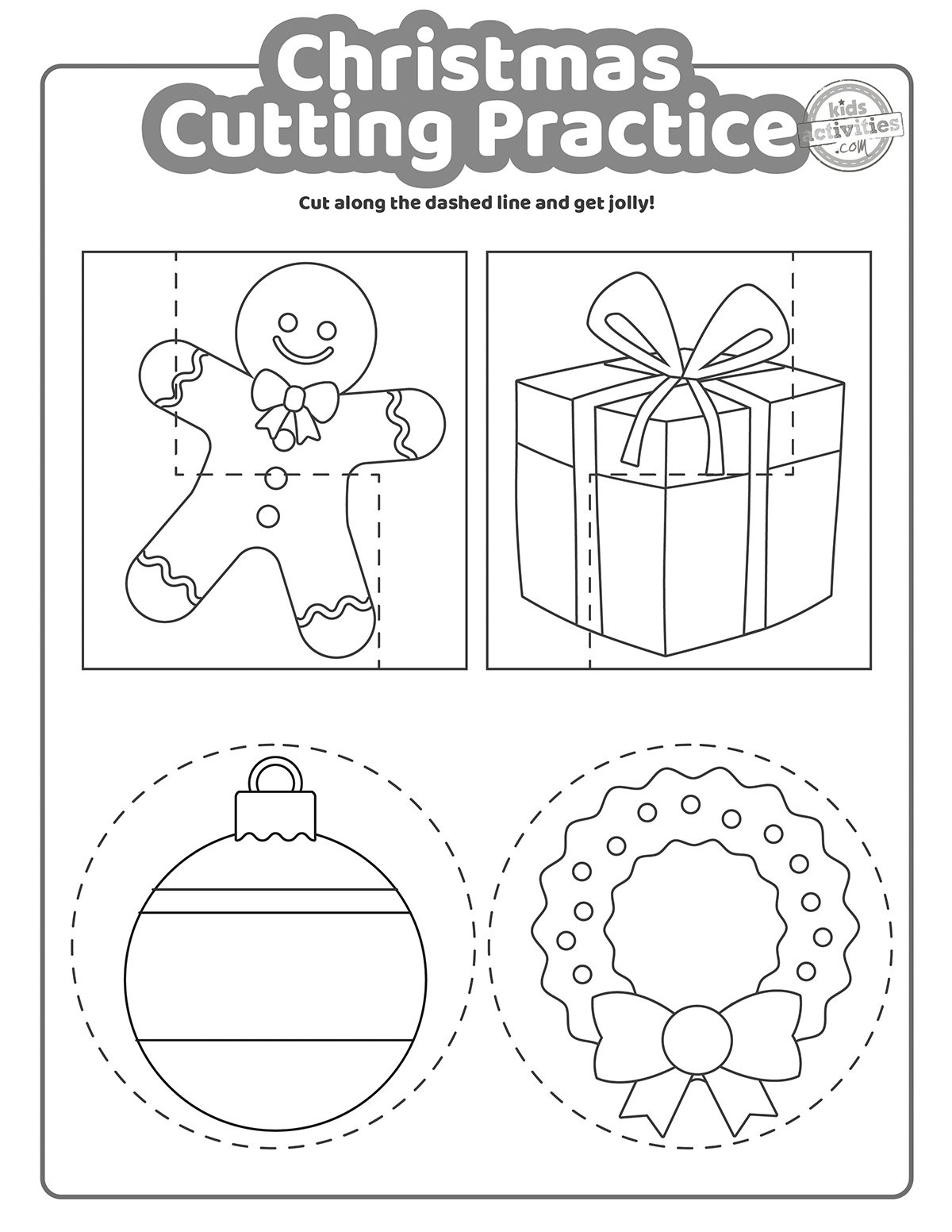 Christmas Cutting Practice Coloring Pages For Kids! Kids intended for Christmas Cutting Worksheets
