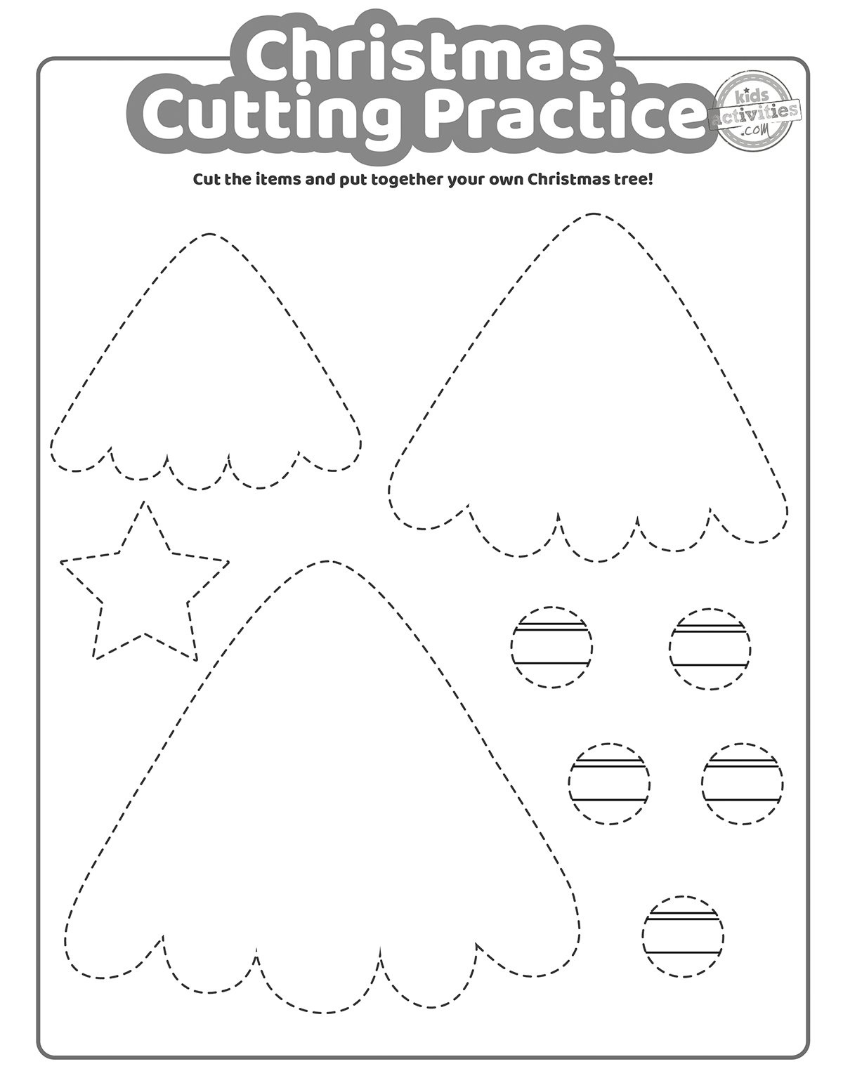 Christmas Cutting Practice Coloring Pages For Kids! Kids with Christmas Cutting Worksheets