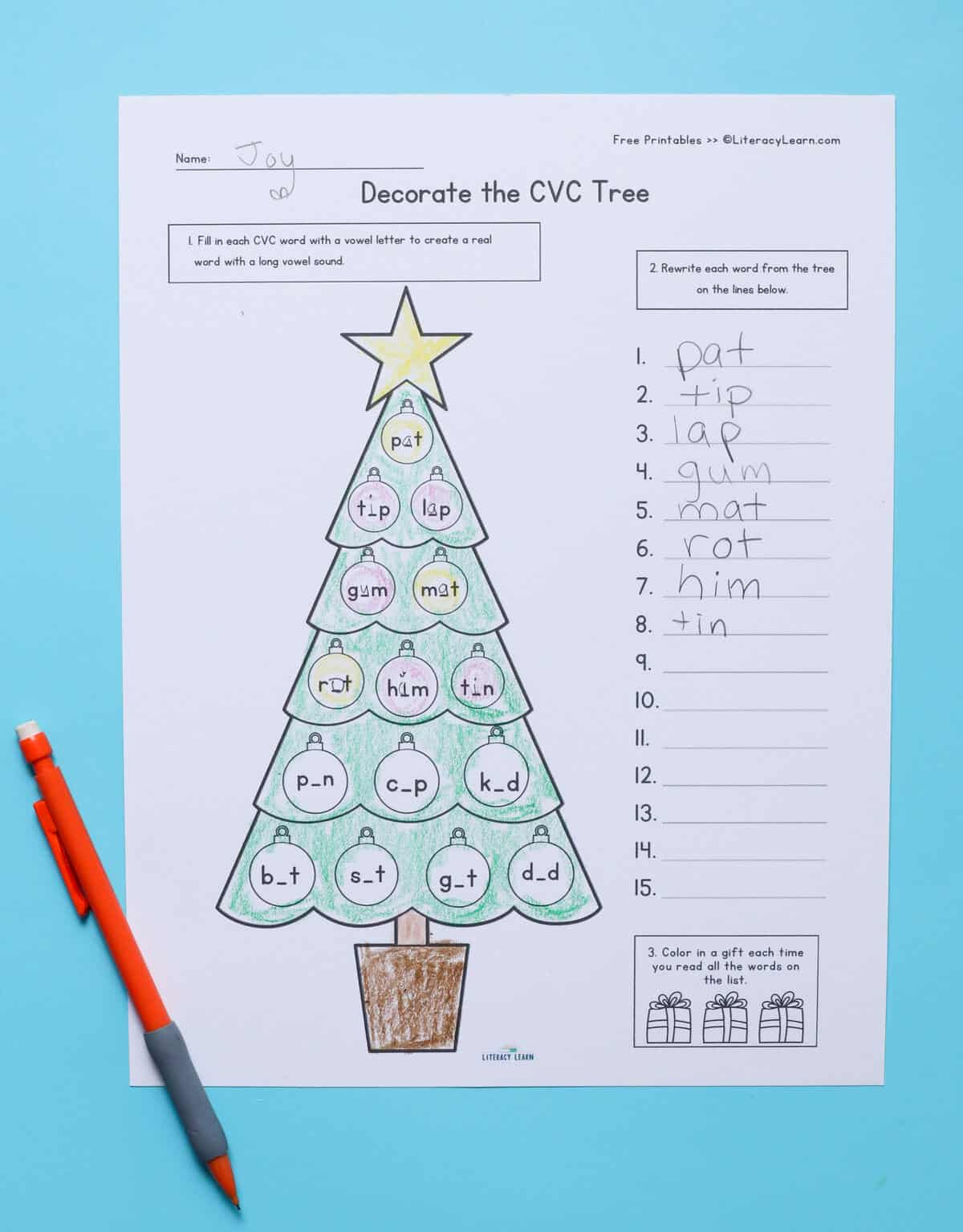 Christmas Cvc Worksheets For Kindergarten - Free Printables inside Christmas Cvc Words Worksheet