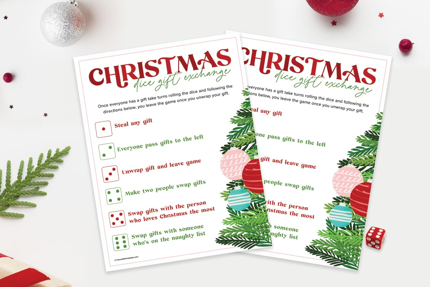 Christmas Dice Game, Free Printable For Gift Exchange! - Favorite throughout Christmas Gift Exchange Dice Game Printable