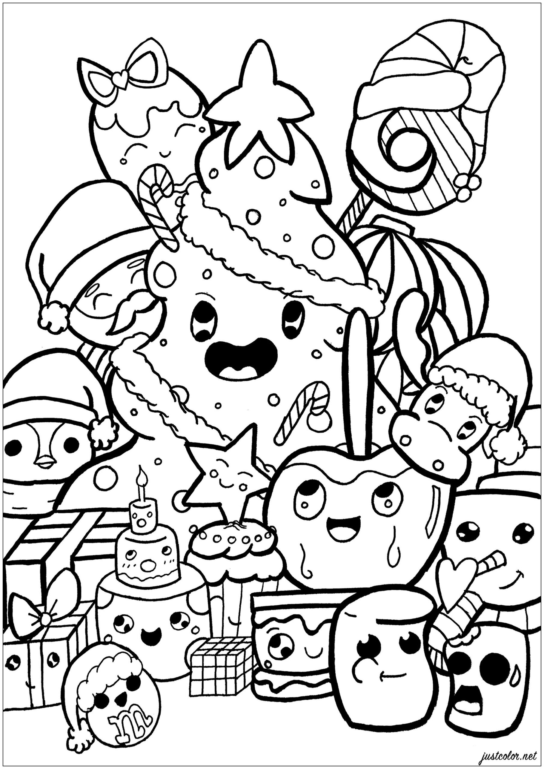 Christmas Doodle - Doodle Art / Doodling Coloring Pages For Adults for Christmas Doodle Sheet Printable