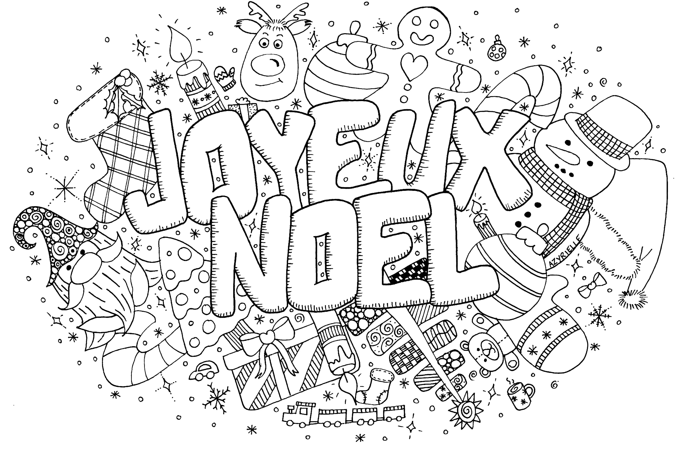 Christmas Doodle (In French) - Christmas Coloring Pages For Kids for French Christmas Colouring Worksheets