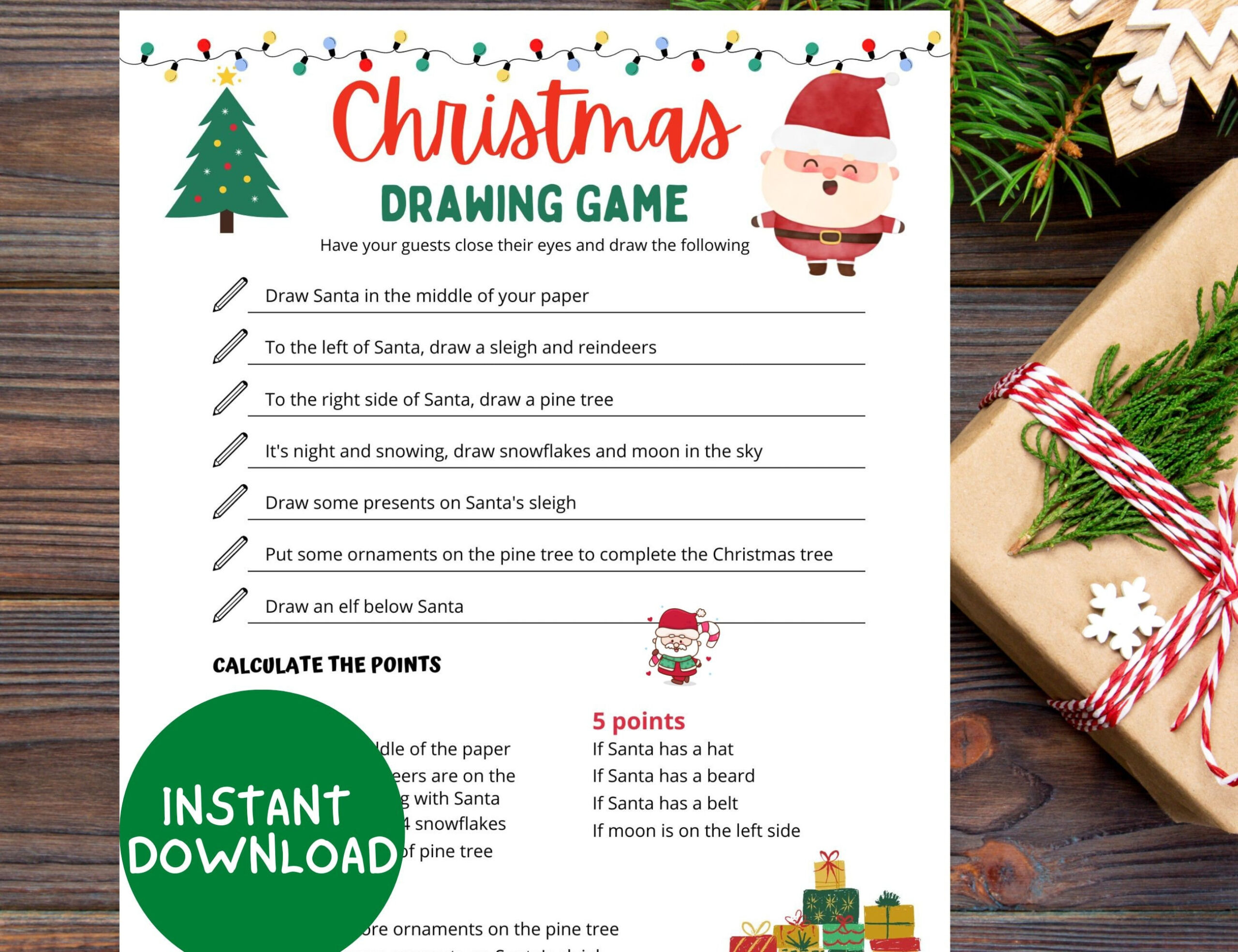 Christmas Drawing Game, Printable Christmas Game For Kids And intended for Christmas Drawing Game Printable